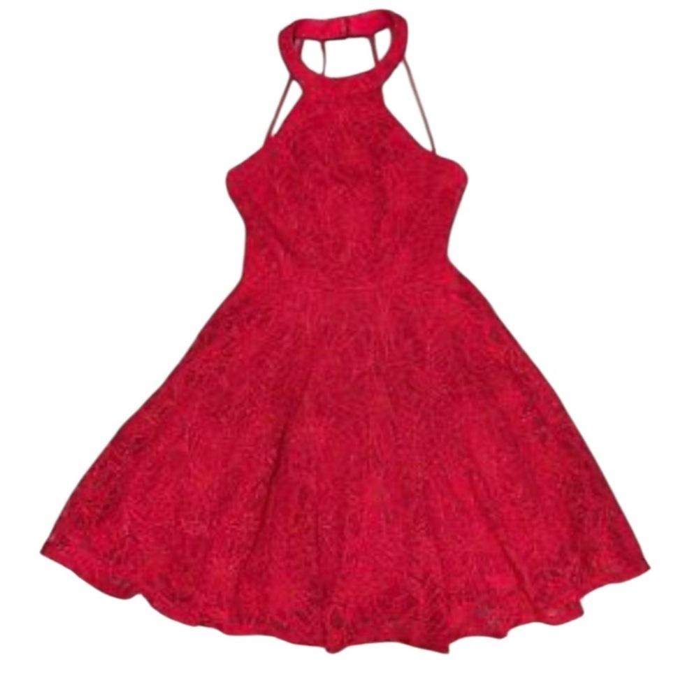 B. Smart Red Lace Dress Size 11 Juniors, Teen, Semi-formal-party, Fit & Flare​​